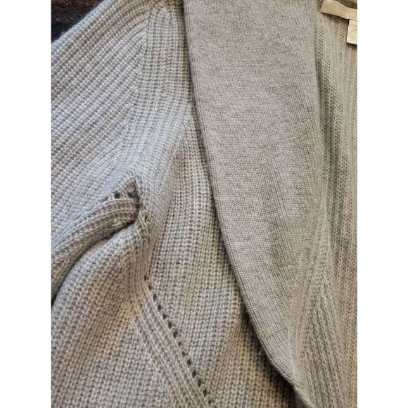 Nordstrom Collection Sweater Women's Medium Grey All Cashmere Open Cardigan Long - Picture 4 of 5